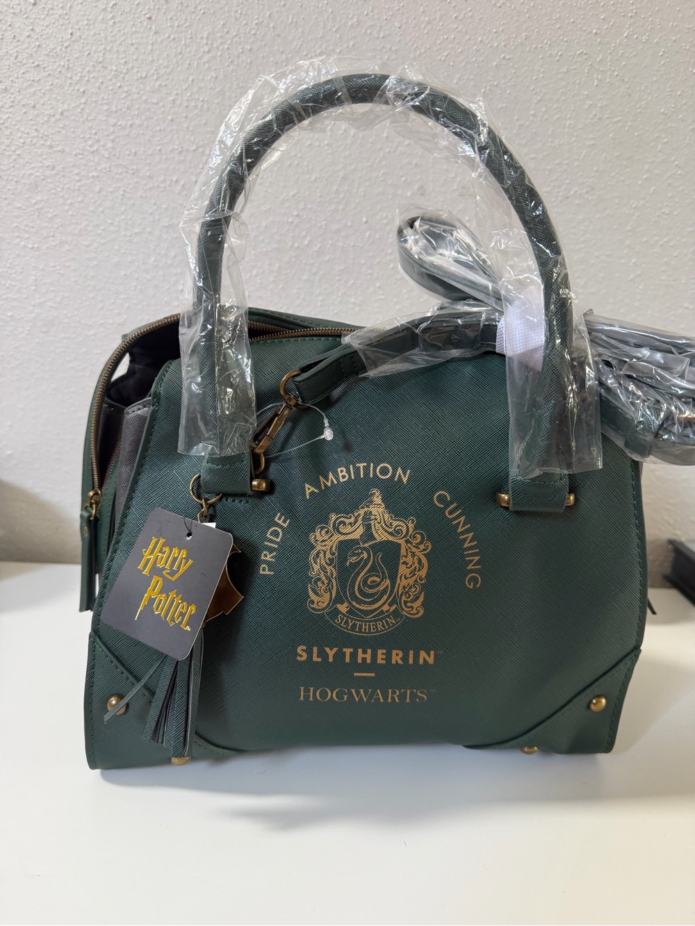 Warner Bros. Slytherin Green Satchel with Gold Crest